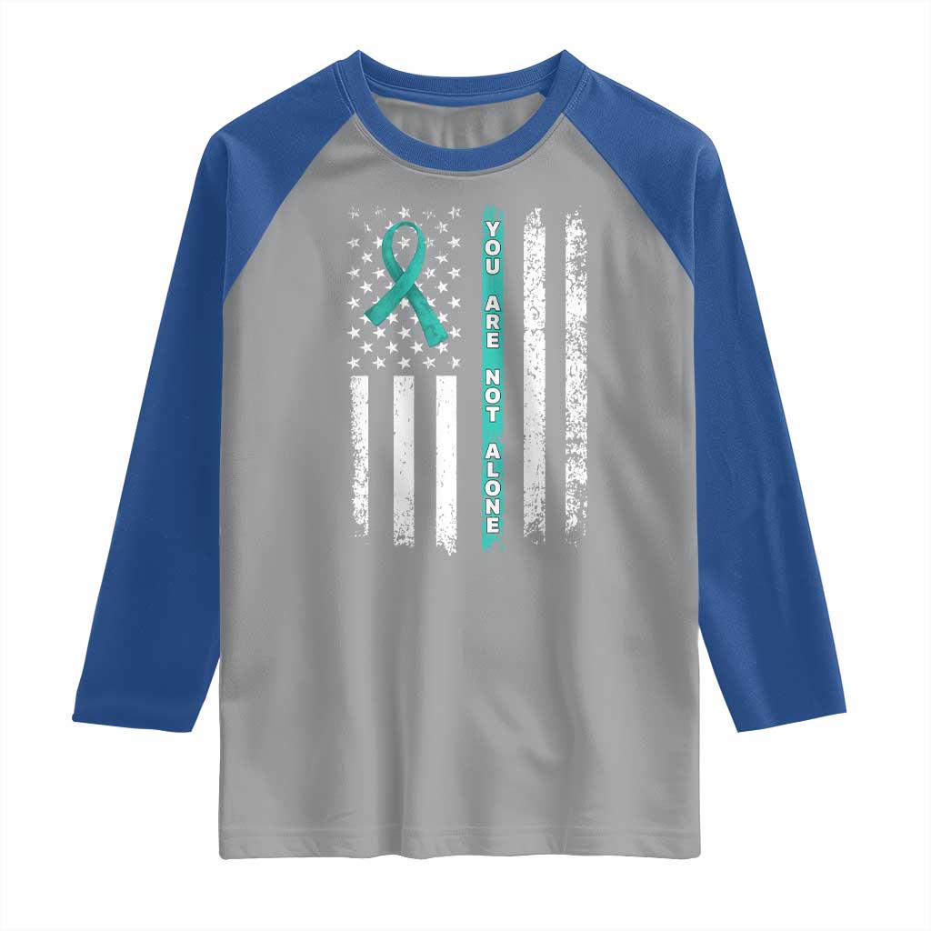 Sexual Assault Awareness Raglan Shirt You Are Not Alone Ribbon Flag