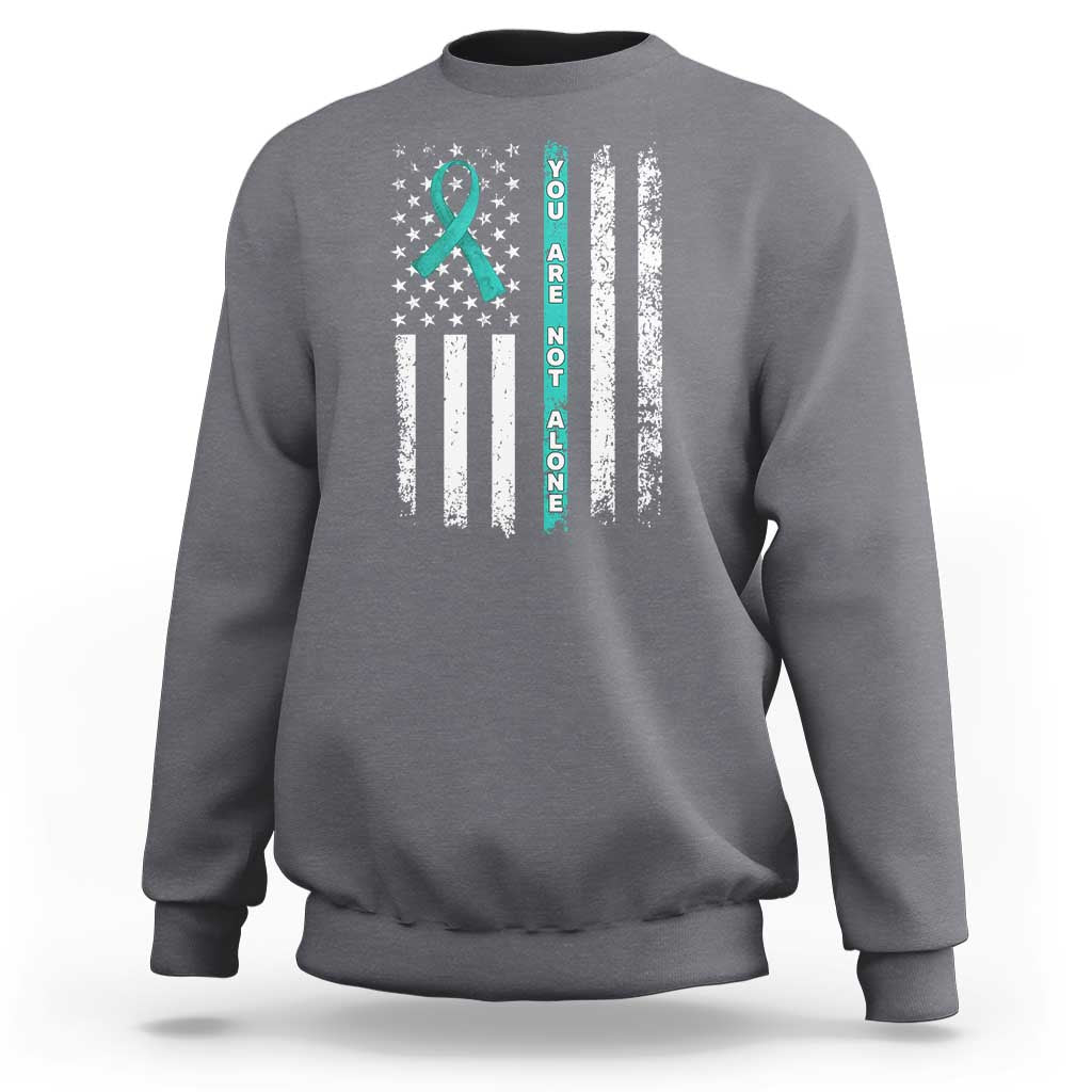 Sexual Assault Awareness Sweatshirt You Are Not Alone Ribbon Flag