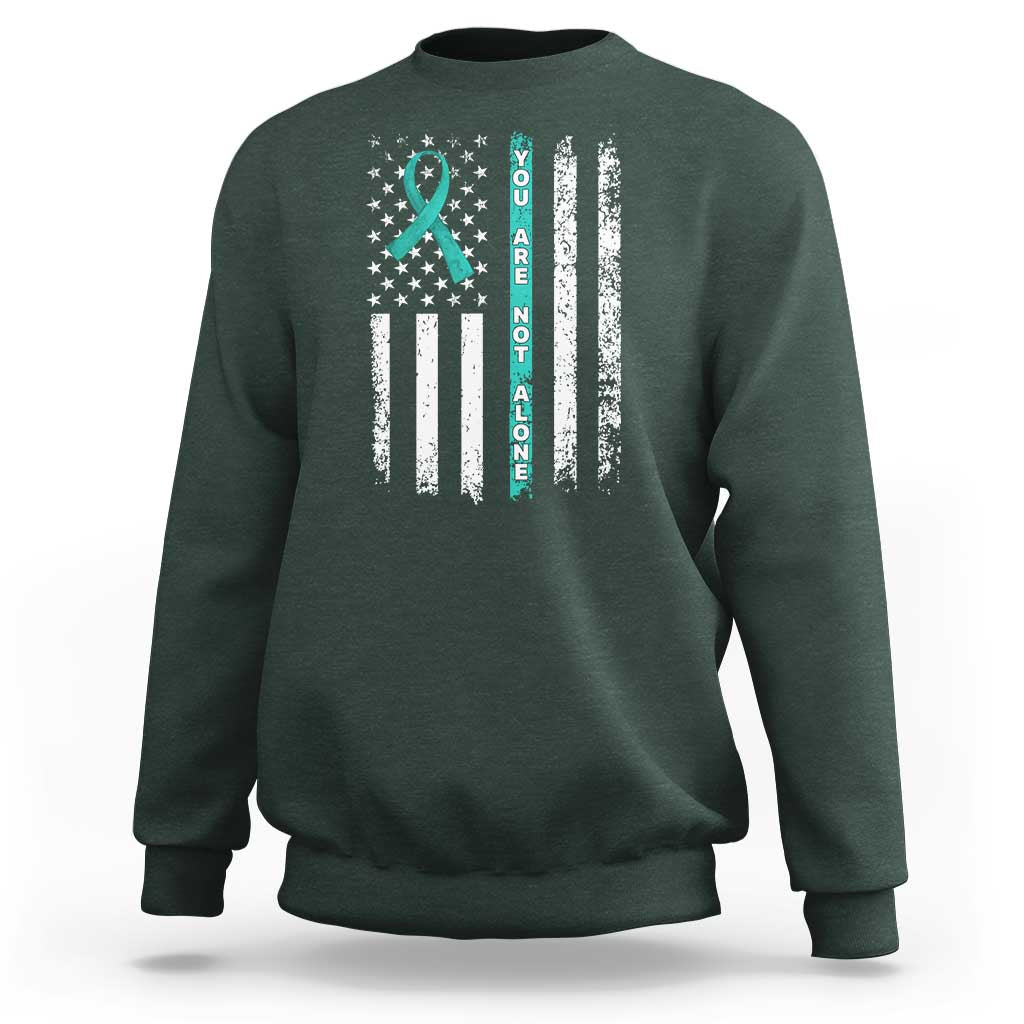Sexual Assault Awareness Sweatshirt You Are Not Alone Ribbon Flag