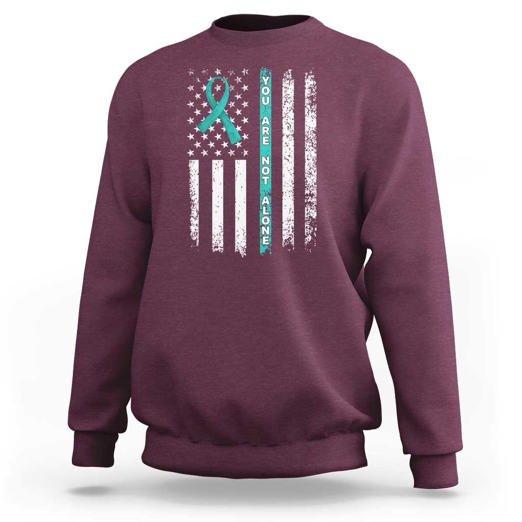 Sexual Assault Awareness Sweatshirt You Are Not Alone Ribbon Flag
