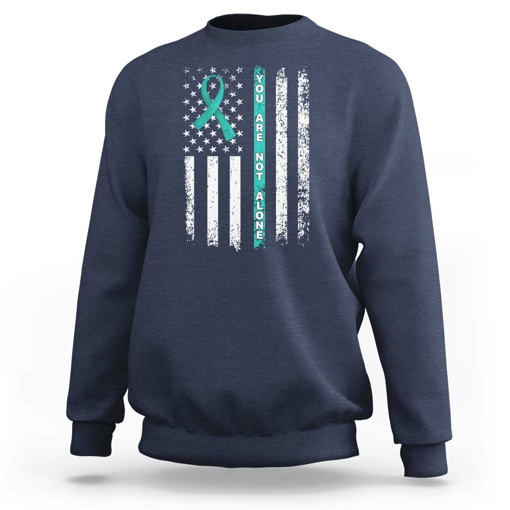 Sexual Assault Awareness Sweatshirt You Are Not Alone Ribbon Flag