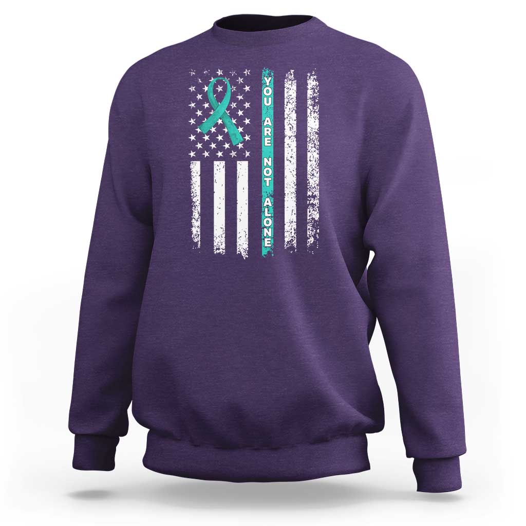 Sexual Assault Awareness Sweatshirt You Are Not Alone Ribbon Flag
