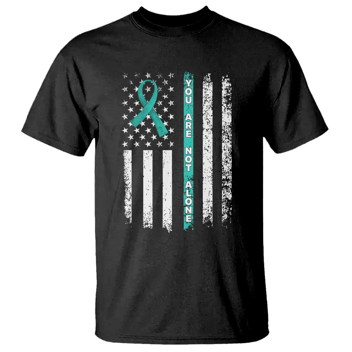 Sexual Assault Awareness T Shirt You Are Not Alone Ribbon Flag