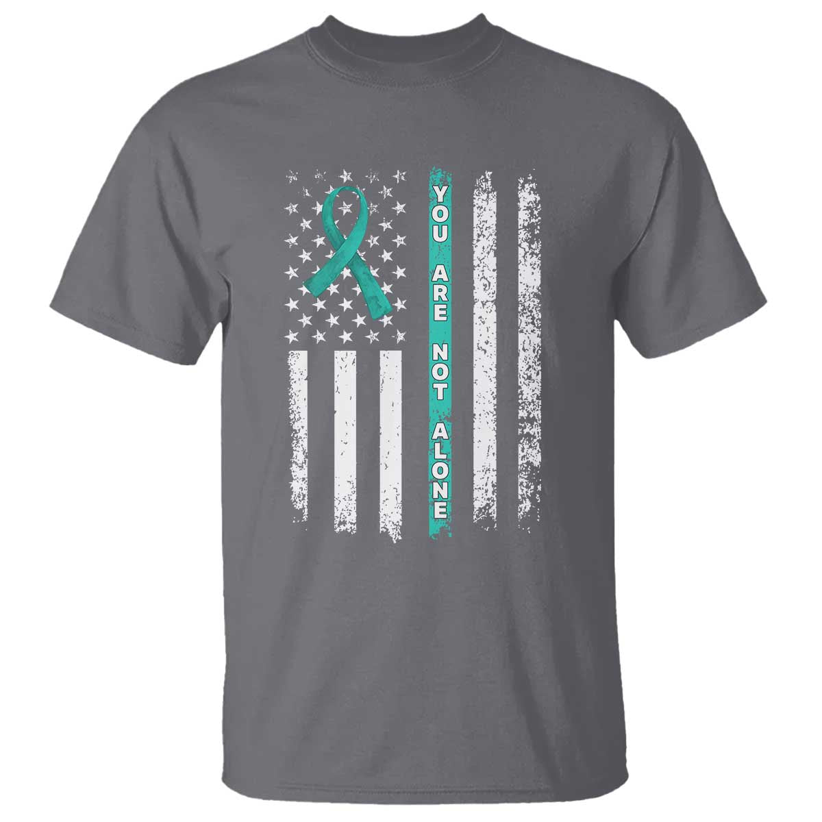 Sexual Assault Awareness T Shirt You Are Not Alone Ribbon Flag