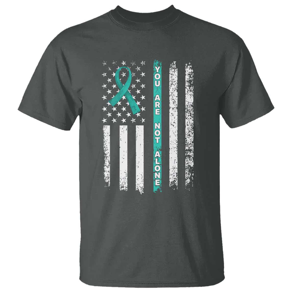 Sexual Assault Awareness T Shirt You Are Not Alone Ribbon Flag