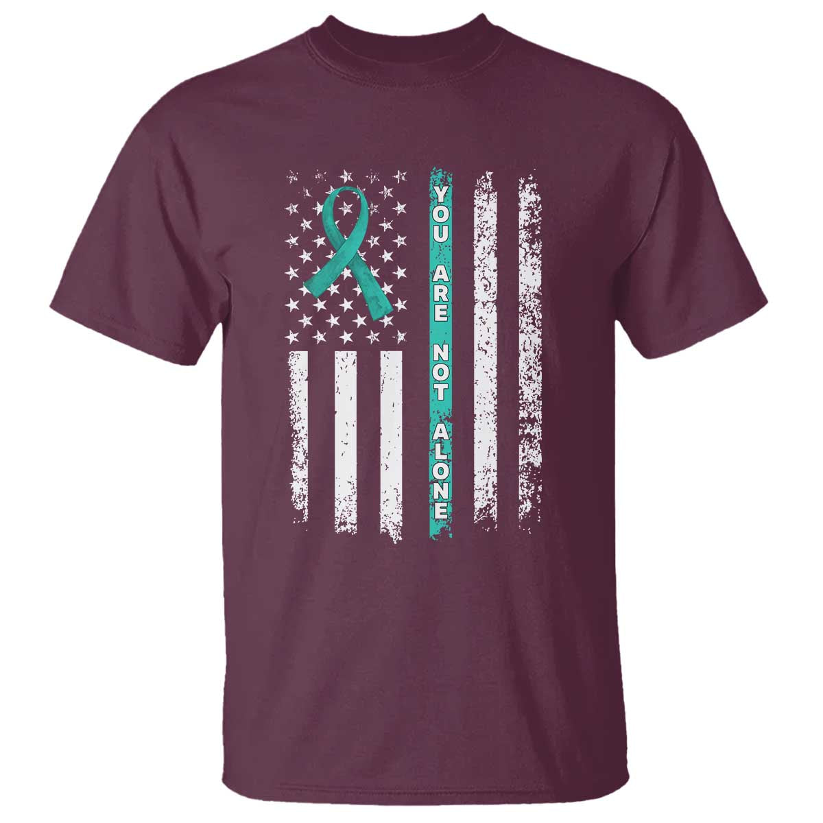 Sexual Assault Awareness T Shirt You Are Not Alone Ribbon Flag