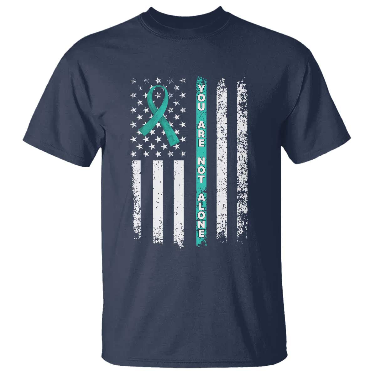 Sexual Assault Awareness T Shirt You Are Not Alone Ribbon Flag