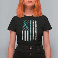 Sexual Assault Awareness T Shirt For Women You Are Not Alone Ribbon Flag