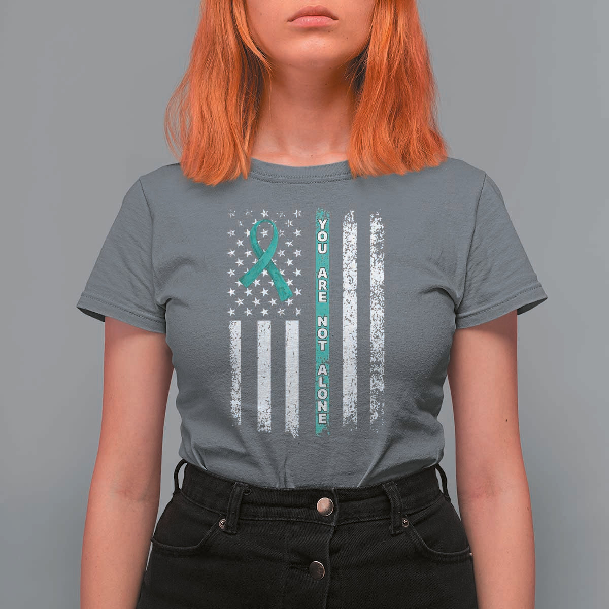 Sexual Assault Awareness T Shirt For Women You Are Not Alone Ribbon Flag