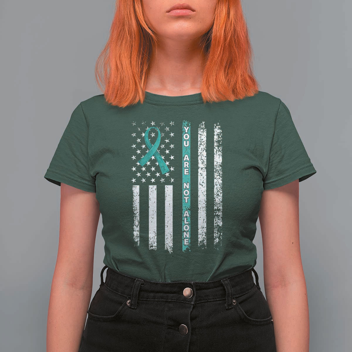 Sexual Assault Awareness T Shirt For Women You Are Not Alone Ribbon Flag