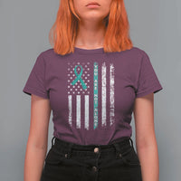 Sexual Assault Awareness T Shirt For Women You Are Not Alone Ribbon Flag