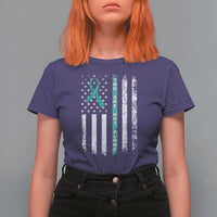 Sexual Assault Awareness T Shirt For Women You Are Not Alone Ribbon Flag