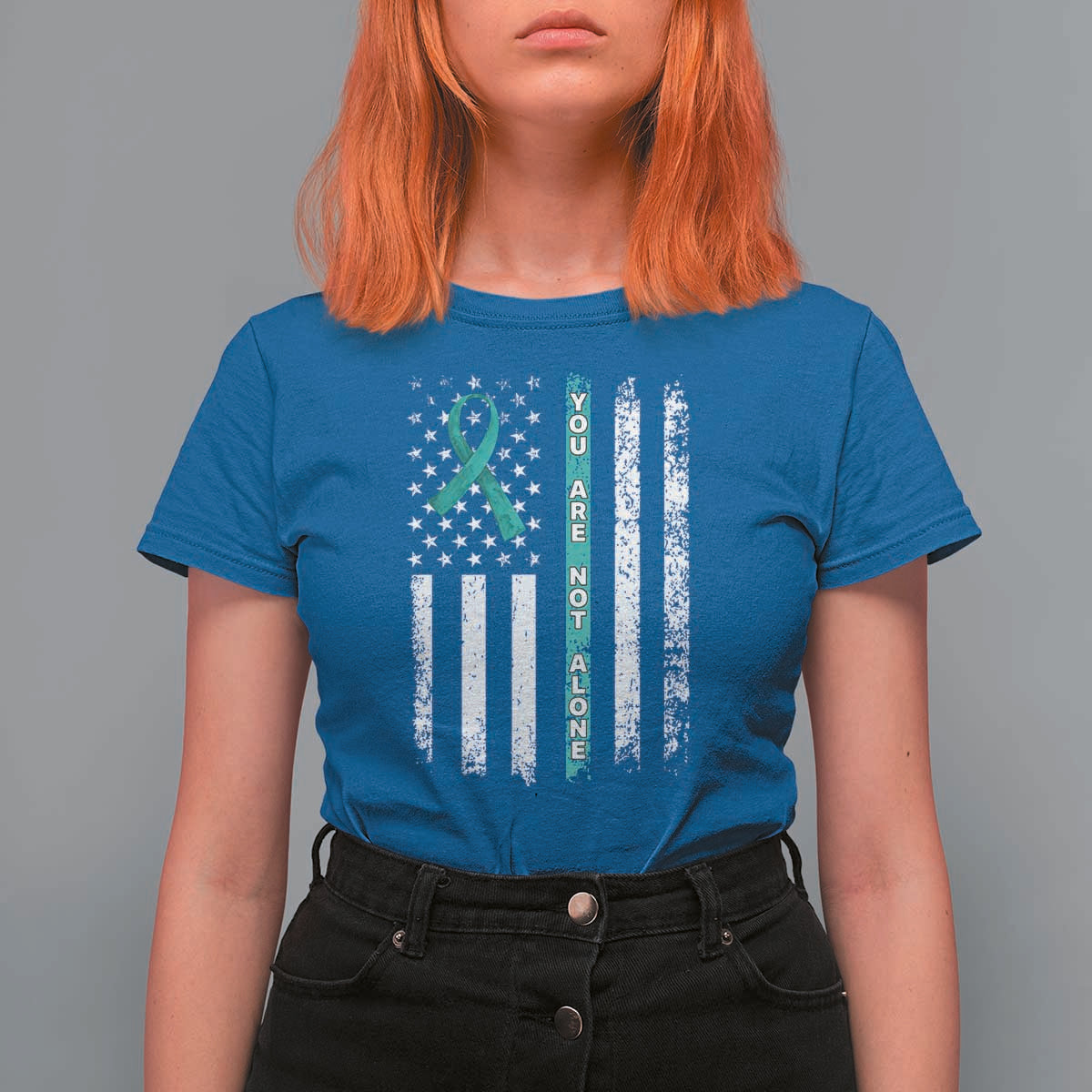 Sexual Assault Awareness T Shirt For Women You Are Not Alone Ribbon Flag