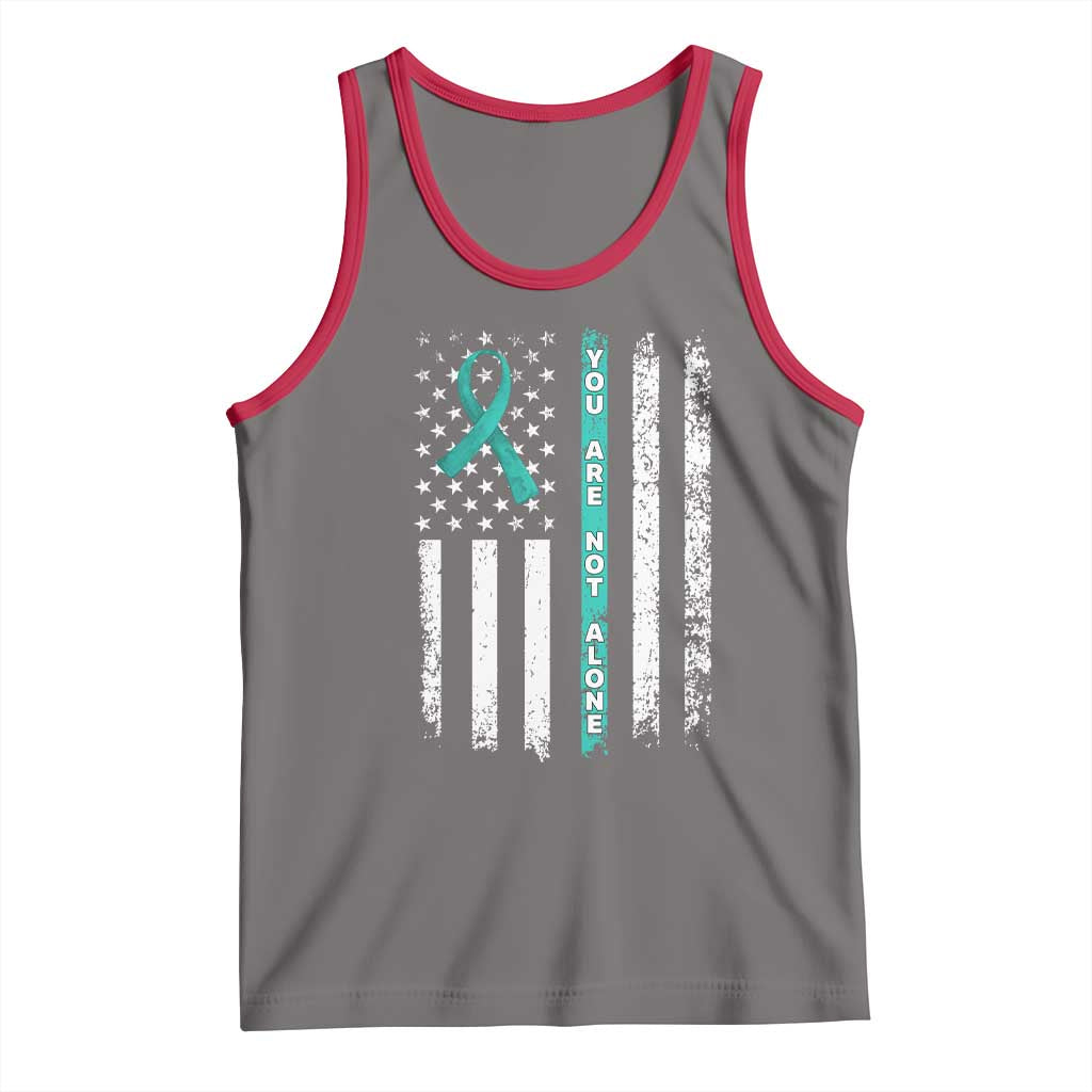 Sexual Assault Awareness Tank Top You Are Not Alone Ribbon Flag