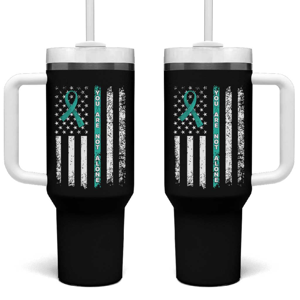 Sexual Assault Awareness Tumbler With Handle You Are Not Alone Ribbon Flag