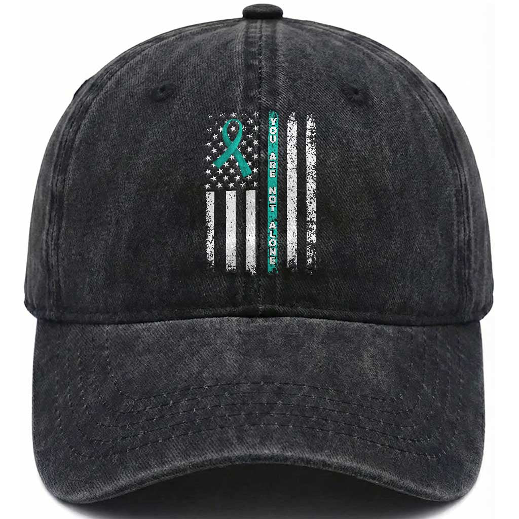 Sexual Assault Awareness Washed Cotton Baseball Cap You Are Not Alone Ribbon Flag