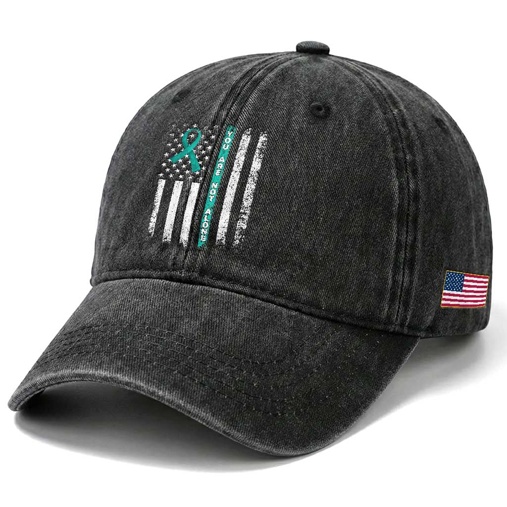 Sexual Assault Awareness Washed Cotton Baseball Cap You Are Not Alone Ribbon Flag