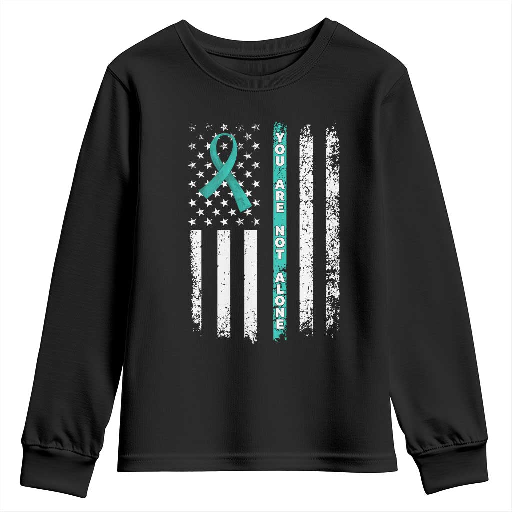 Sexual Assault Awareness Youth Sweatshirt You Are Not Alone Ribbon Flag