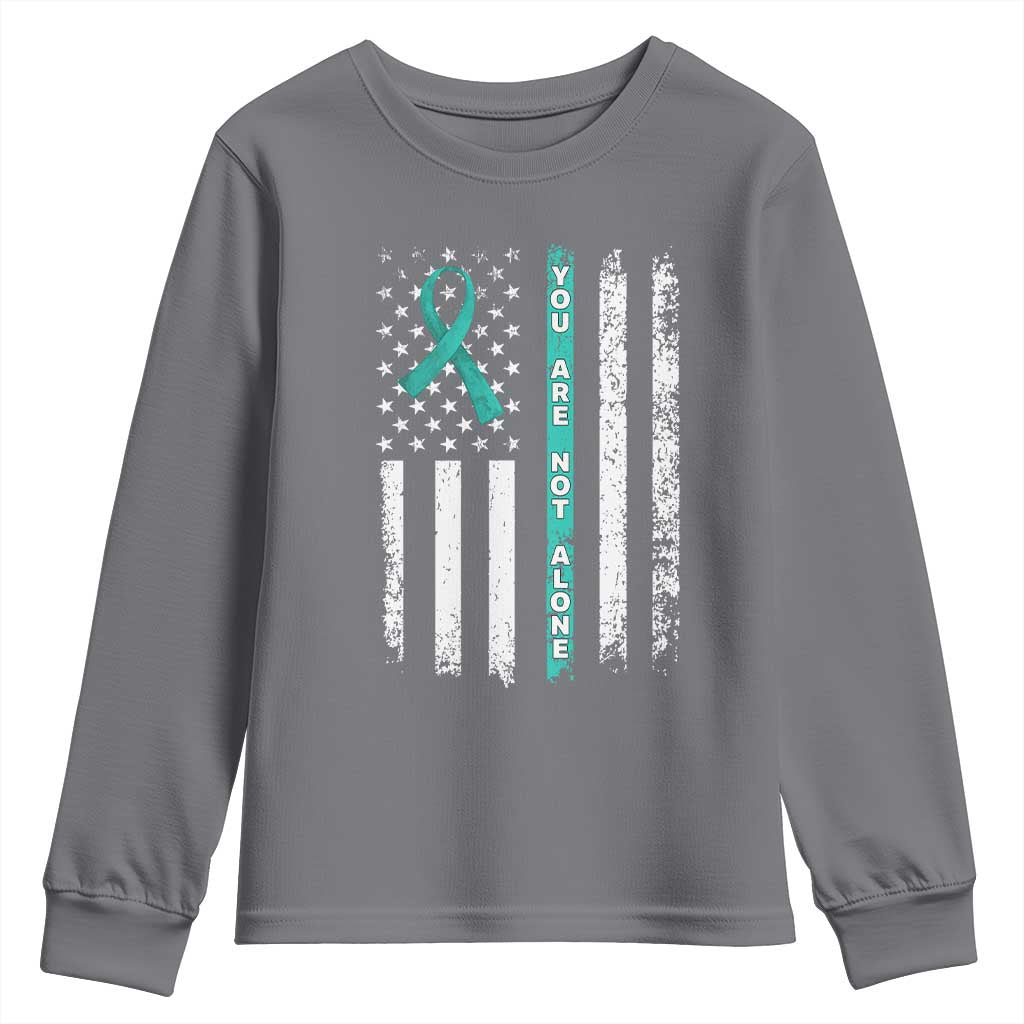 Sexual Assault Awareness Youth Sweatshirt You Are Not Alone Ribbon Flag