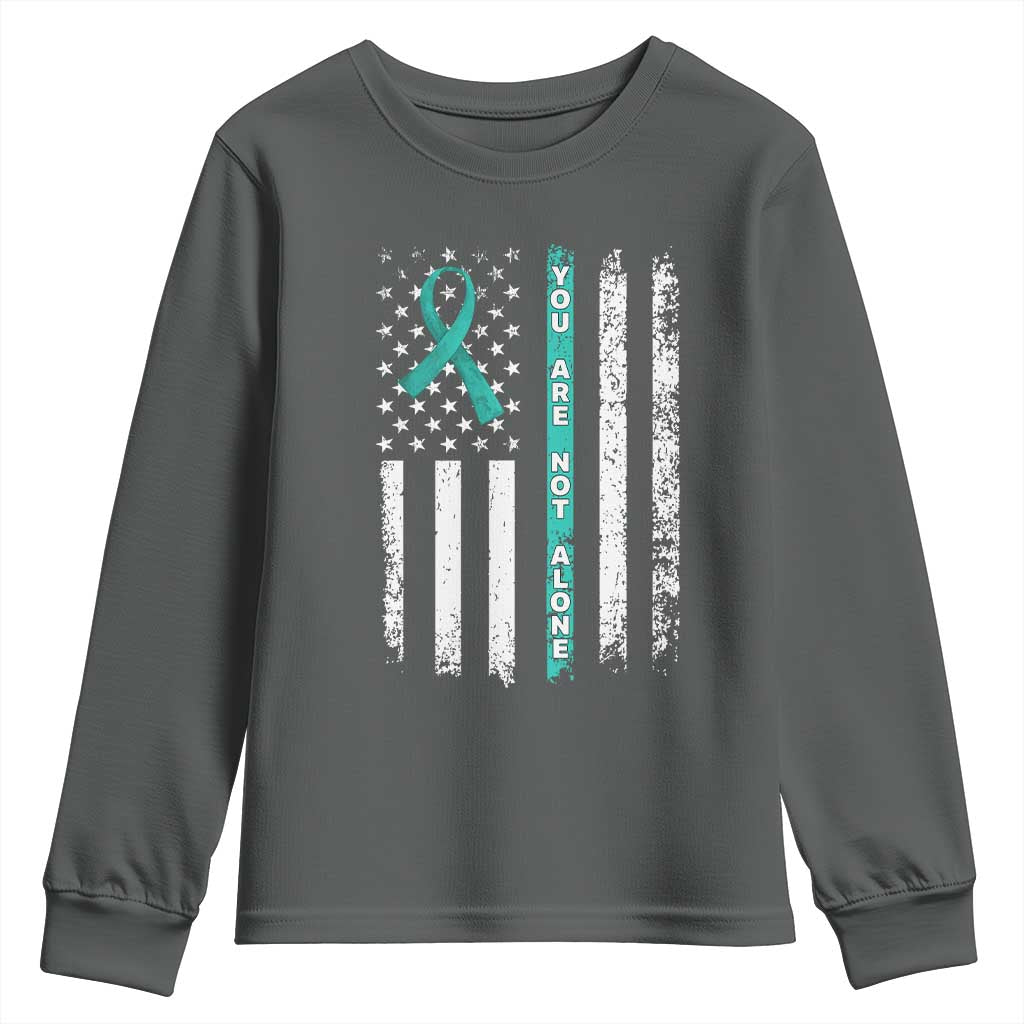 Sexual Assault Awareness Youth Sweatshirt You Are Not Alone Ribbon Flag