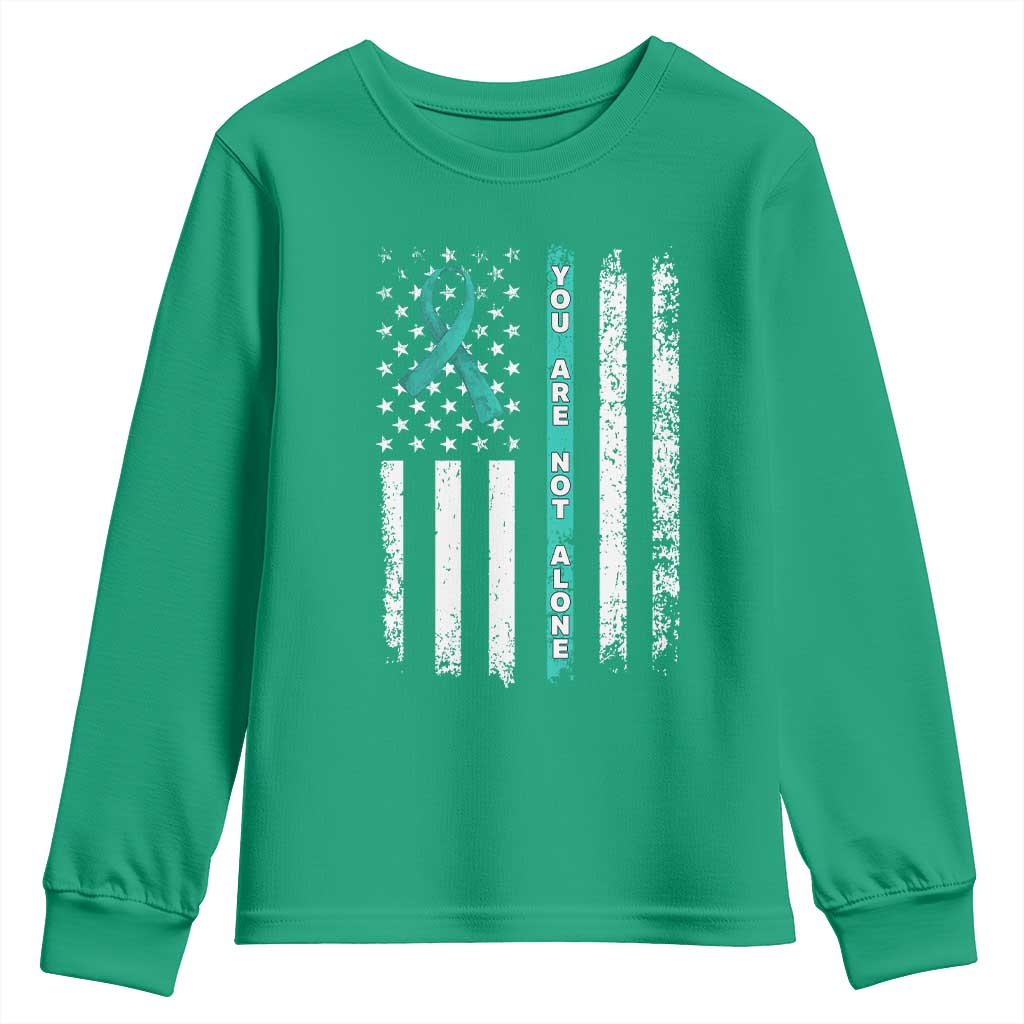 Sexual Assault Awareness Youth Sweatshirt You Are Not Alone Ribbon Flag