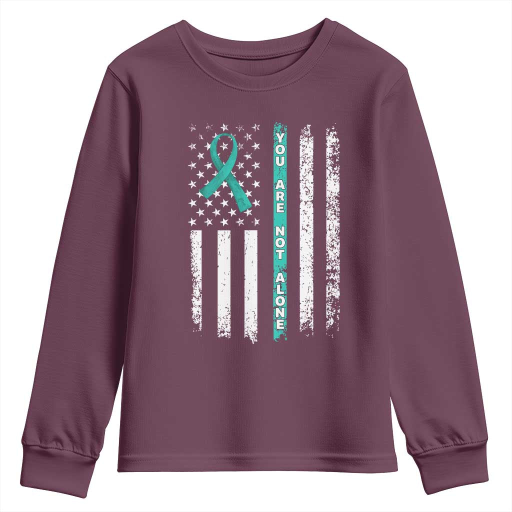Sexual Assault Awareness Youth Sweatshirt You Are Not Alone Ribbon Flag