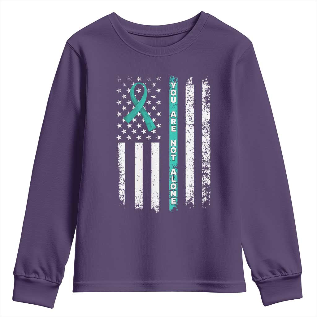 Sexual Assault Awareness Youth Sweatshirt You Are Not Alone Ribbon Flag