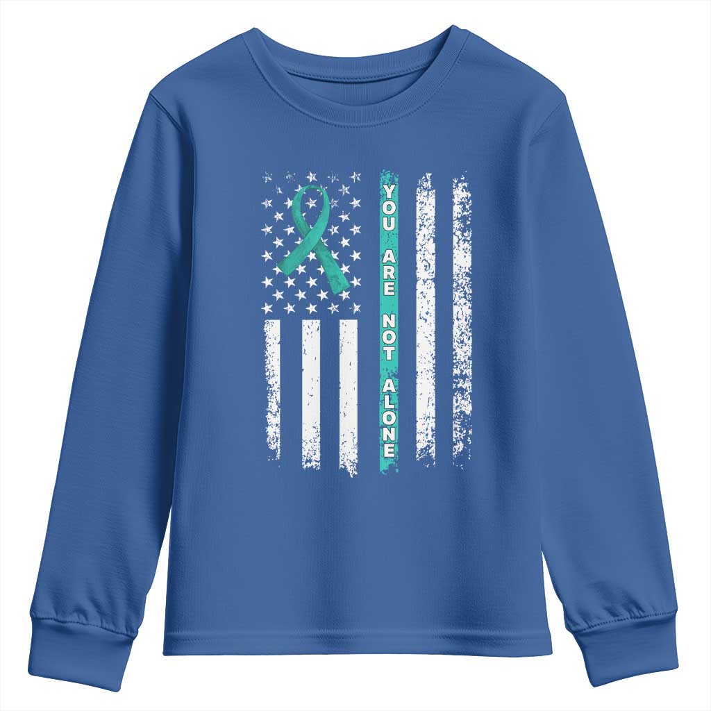 Sexual Assault Awareness Youth Sweatshirt You Are Not Alone Ribbon Flag