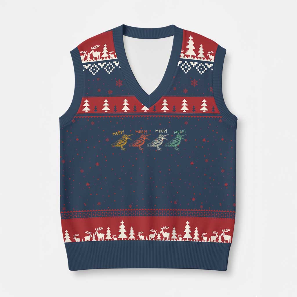 Meep Woodcock V-Neck Knit Sweater Vest Retro Timberdoodle Wildlife