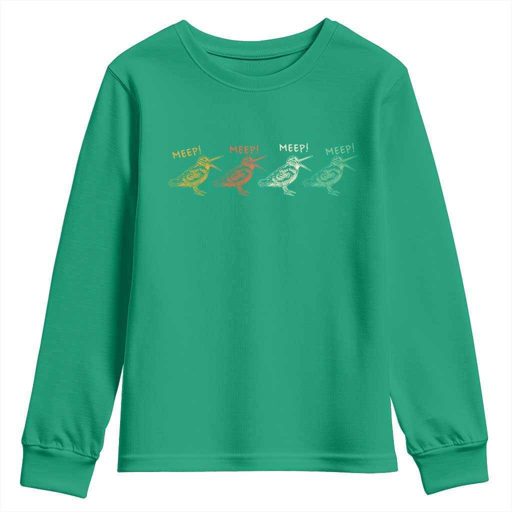 Meep Woodcock Youth Sweatshirt Retro Timberdoodle Wildlife
