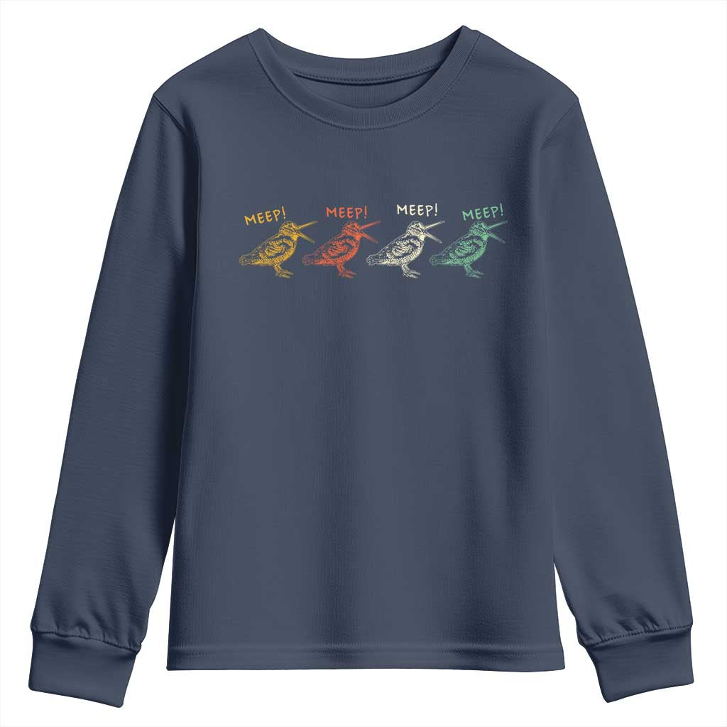 Meep Woodcock Youth Sweatshirt Retro Timberdoodle Wildlife