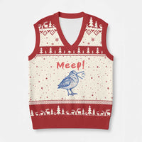 Meep Woodcock V-Neck Knit Sweater Vest Cute Bird Meme