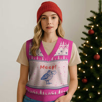 Meep Woodcock V-Neck Knit Sweater Vest Cute Bird Meme