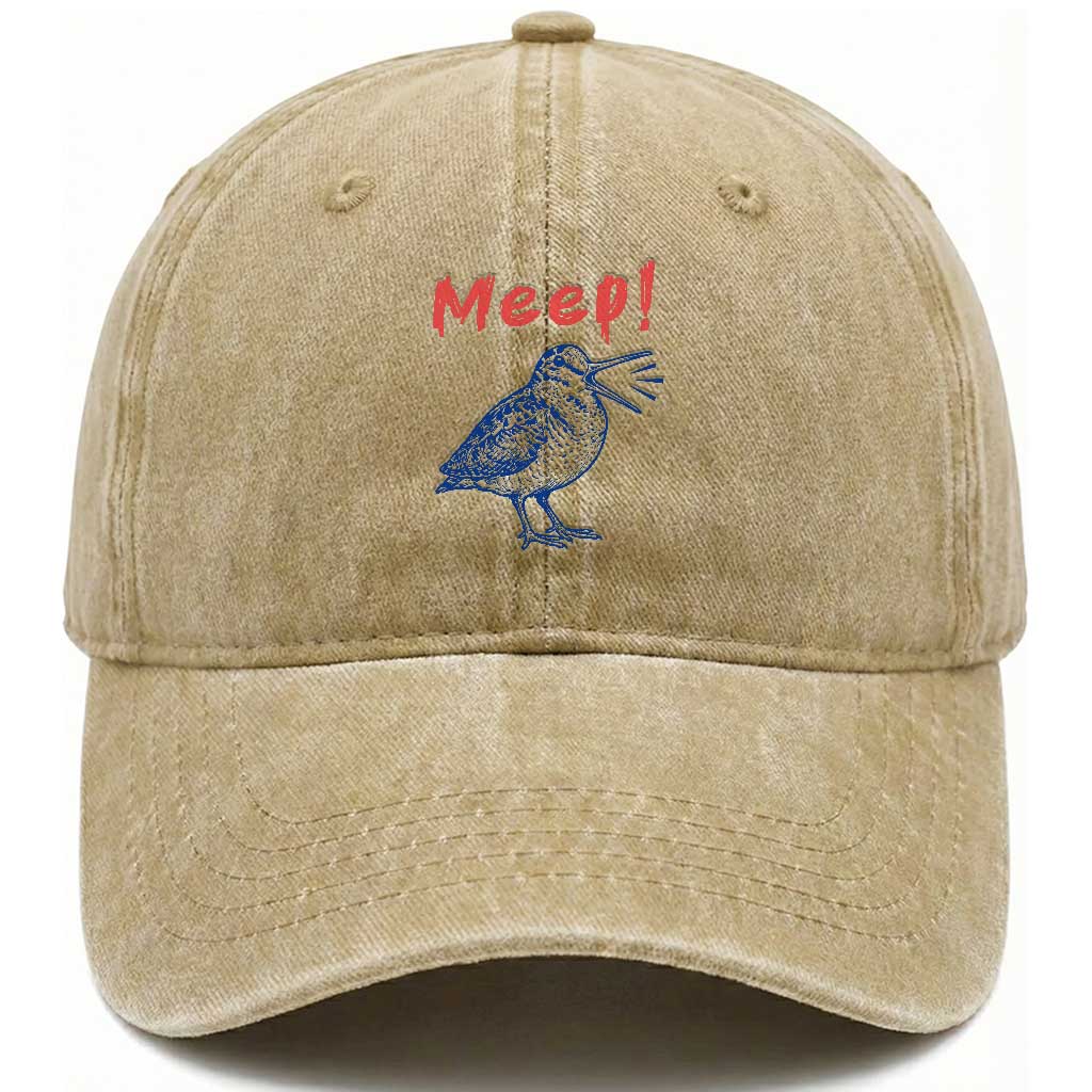 Meep Woodcock Washed Cotton Baseball Cap Cute Bird Meme