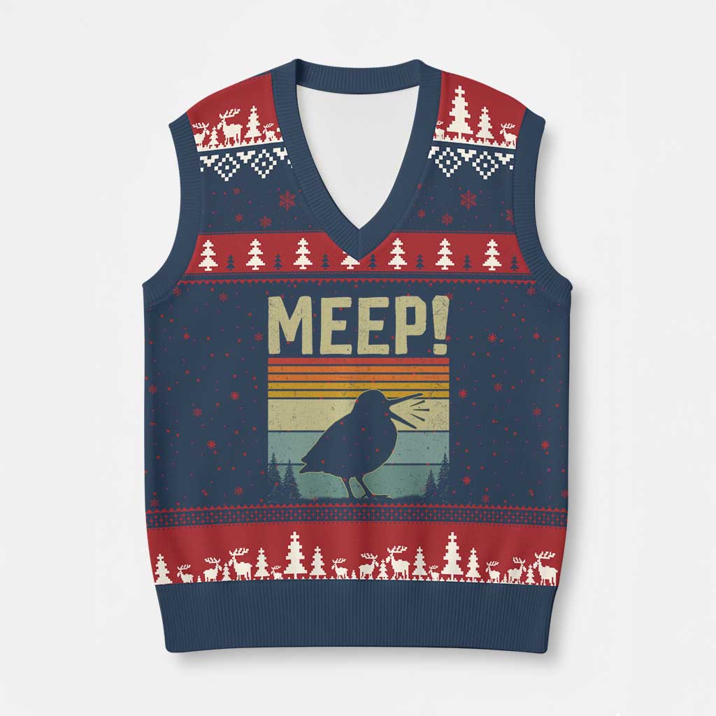 Meep Woodcock V-Neck Knit Sweater Vest Funny Nature Lover