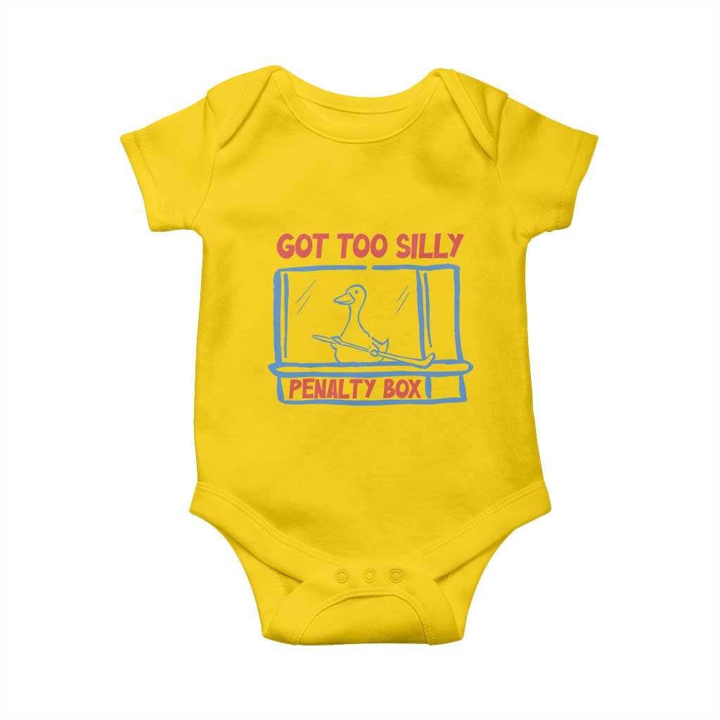 Hockey Got Too Silly Penalty Box Baby Onesie Silly Goose Meme
