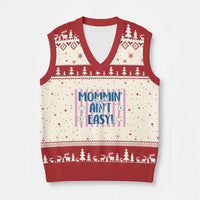 Mommin' Ain't Easy V-Neck Knit Sweater Vest Funny Mom Life Mother's Day