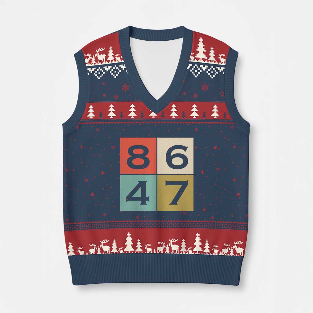 Retro Vintage 8647 V-Neck Knit Sweater Vest Classic Vintage 80s Style