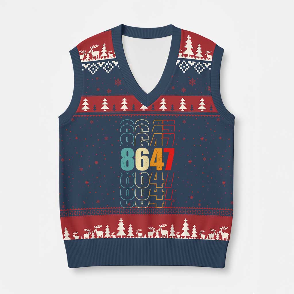 Retro Vintage 8647 V-Neck Knit Sweater Vest Subtle Anti FDT