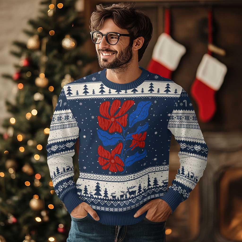 86 47 Boho Floral Matisse Ugly Christmas Sweater No Kings Oligarchy FDT Political Protest