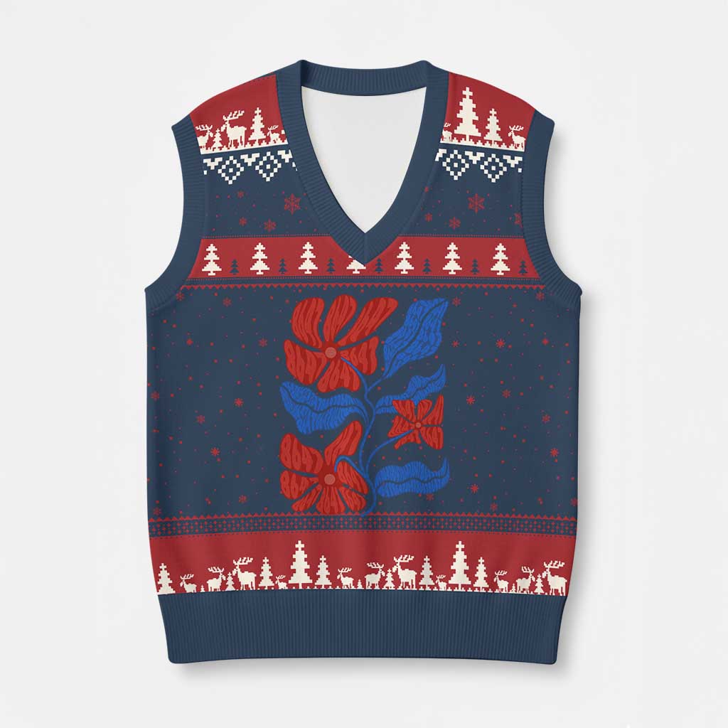 86 47 Boho Floral Matisse V-Neck Knit Sweater Vest No Kings Oligarchy FDT Political Protest