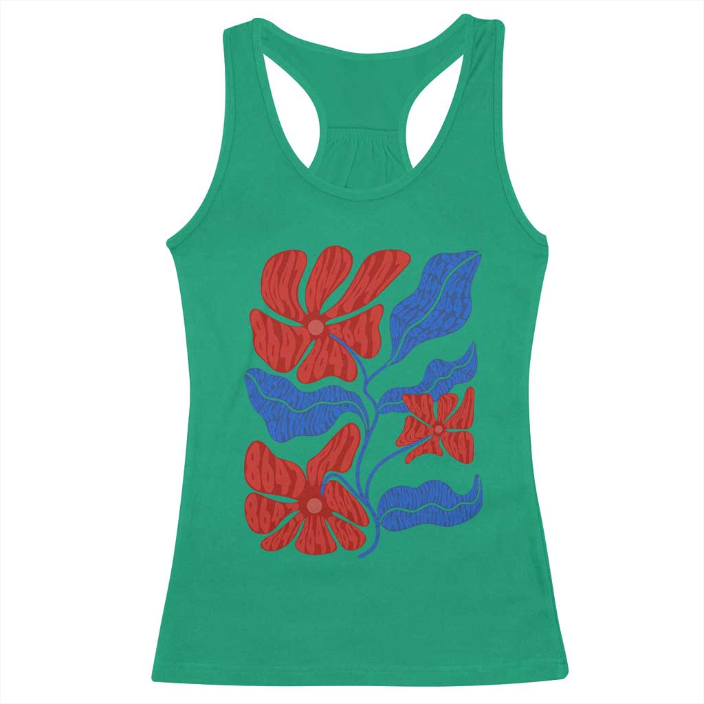 86 47 Boho Floral Matisse Racerback Tank Top No Kings Oligarchy FDT Political Protest