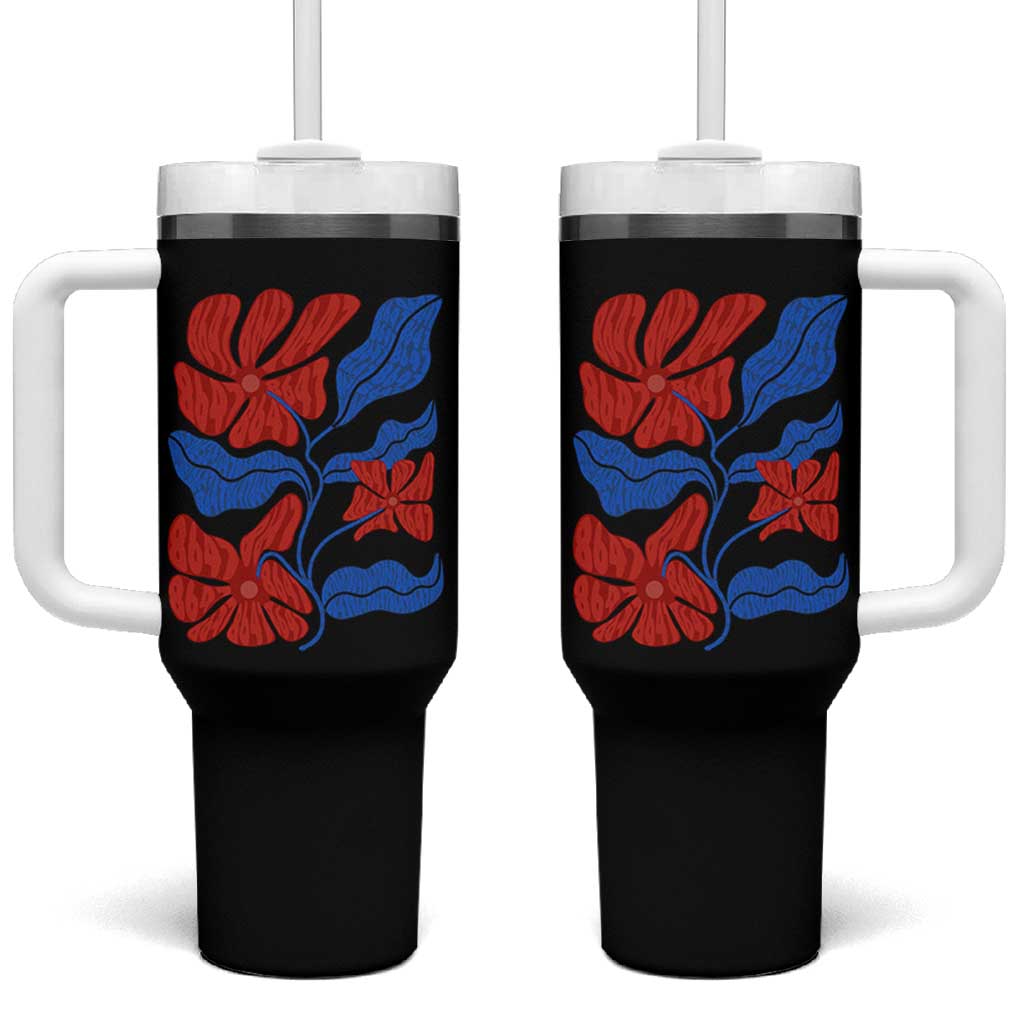 86 47 Boho Floral Matisse Tumbler With Handle No Kings Oligarchy FDT Political Protest