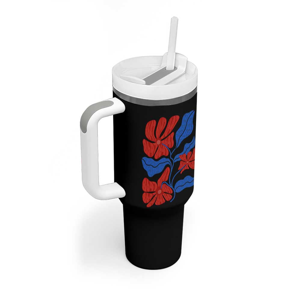 86 47 Boho Floral Matisse Tumbler With Handle No Kings Oligarchy FDT Political Protest