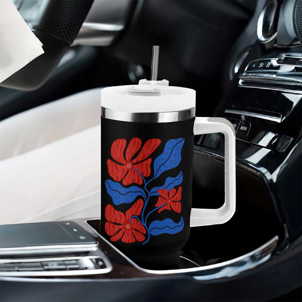 86 47 Boho Floral Matisse Tumbler With Handle No Kings Oligarchy FDT Political Protest