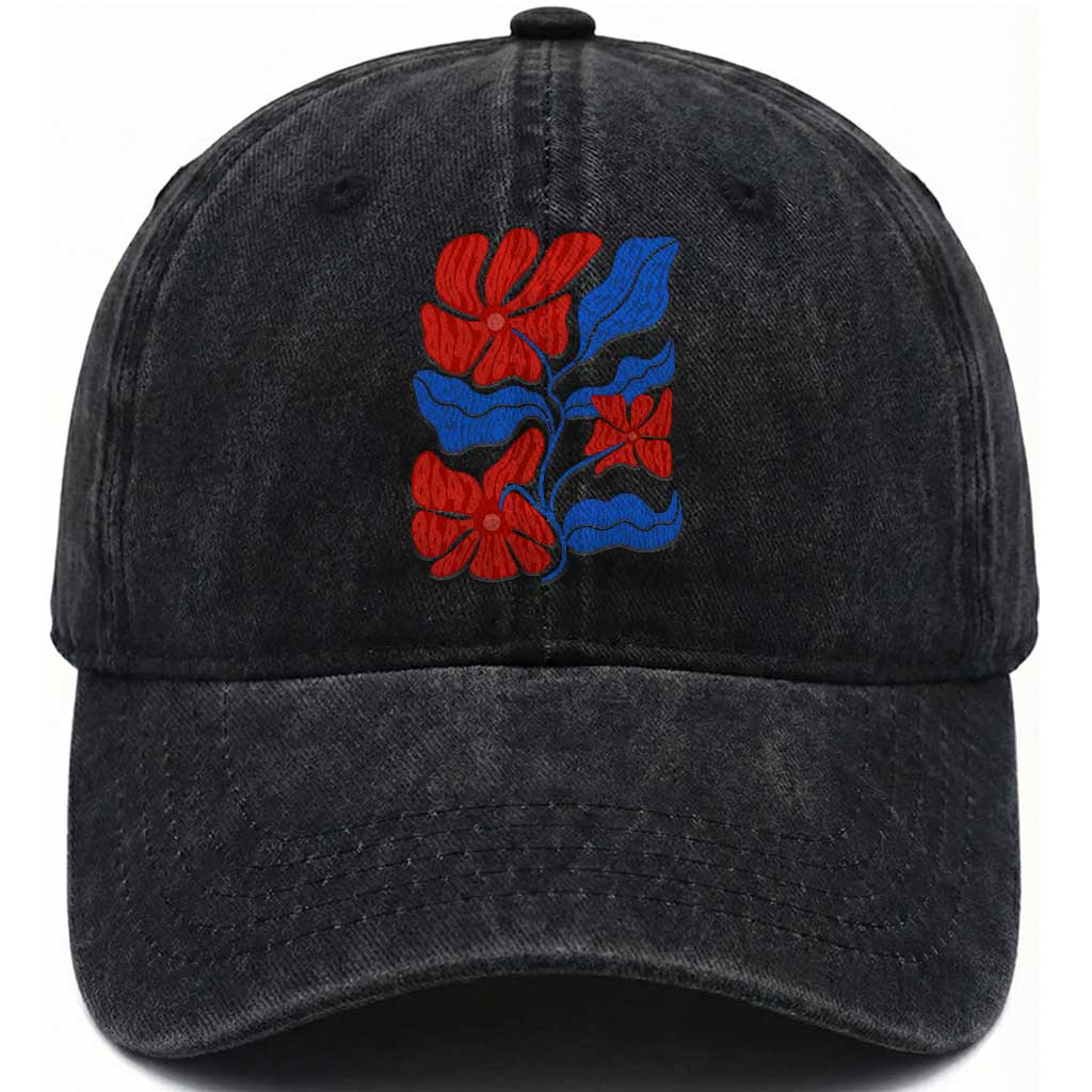 86 47 Boho Floral Matisse Washed Cotton Baseball Cap No Kings Oligarchy FDT Political Protest