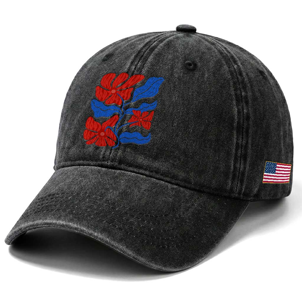 86 47 Boho Floral Matisse Washed Cotton Baseball Cap No Kings Oligarchy FDT Political Protest