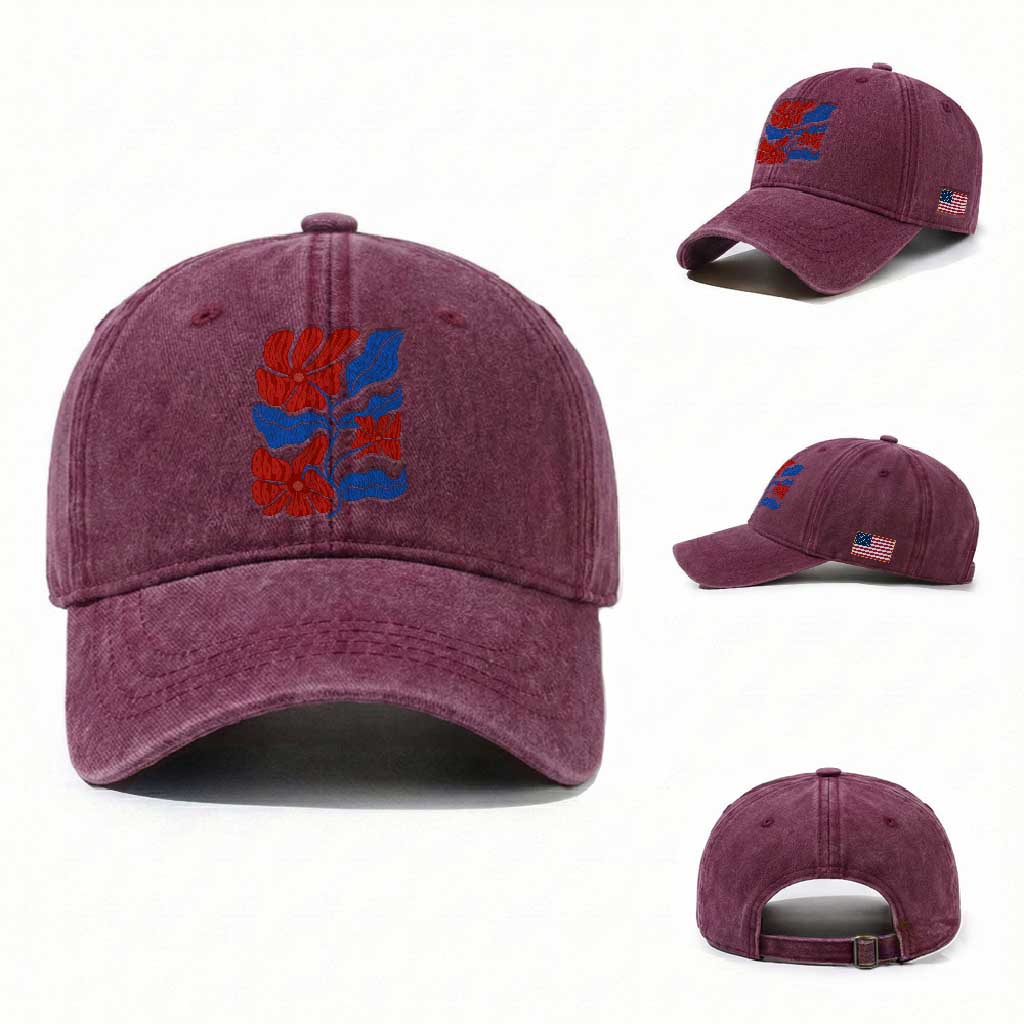86 47 Boho Floral Matisse Washed Cotton Baseball Cap No Kings Oligarchy FDT Political Protest