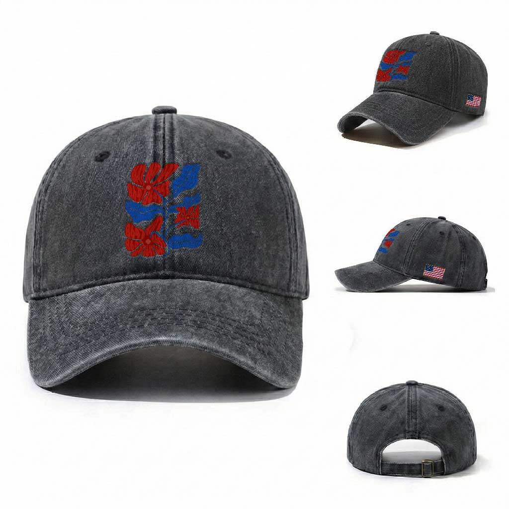 86 47 Boho Floral Matisse Washed Cotton Baseball Cap No Kings Oligarchy FDT Political Protest
