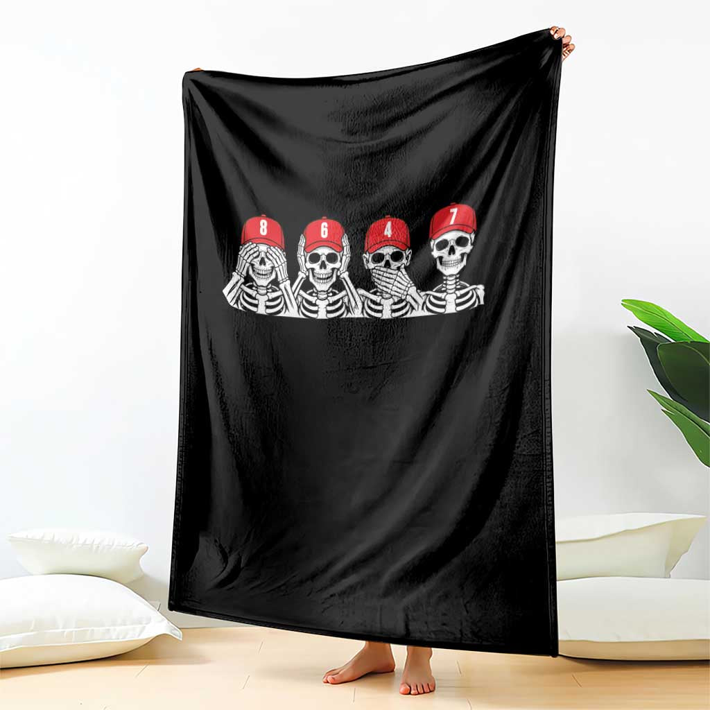 86 47 Subtle Anti FDT Throw Blanket Funny Skeleton Wearing Hat Sarcastic Political